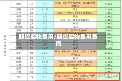 期货实物费用/期货实物费用查询
