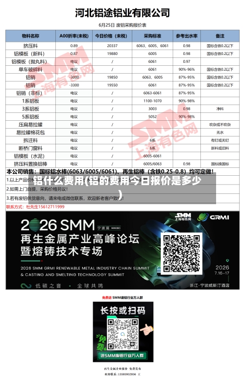 铝什么费用(铝的费用今日报价是多少)-第2张图片
