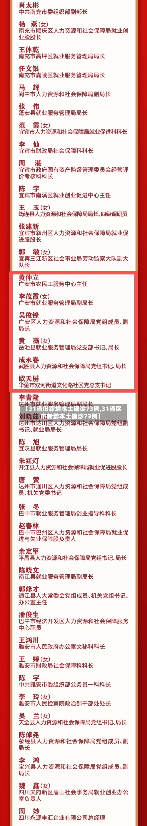 【31省份新增本土确诊73例,31省区市新增本土确诊73例】