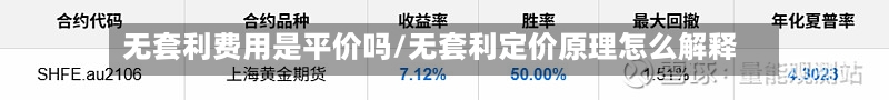无套利费用是平价吗/无套利定价原理怎么解释-第2张图片